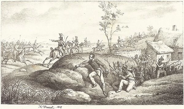 Infantry Ambush against the Cossacks, 1818. Creator: Emile Jean-Horace Vernet