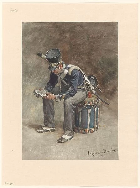 Infantry drummer reading, 1868-1892. Creator: Jan Hoynck van Papendrecht