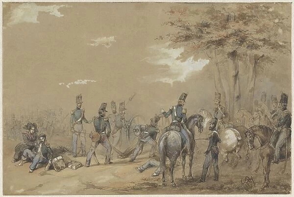 Infantry in fight, c.1824-c.1894. Creator: Charles Rochussen