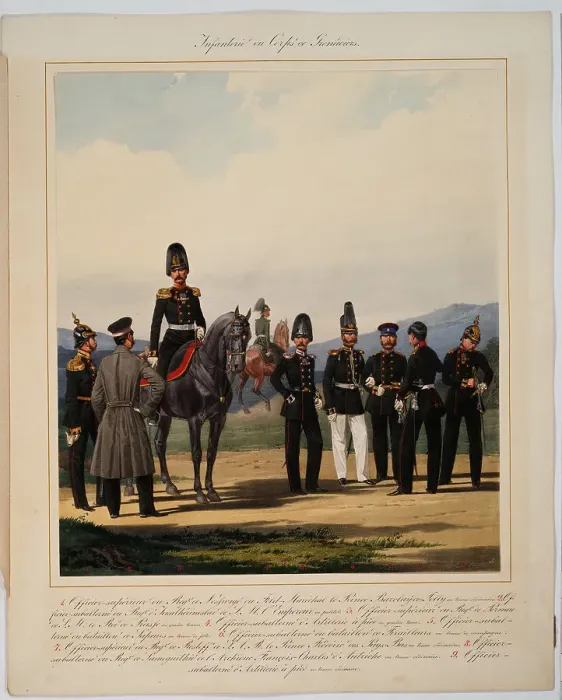 Framed Print : Infantry of the Russian Imperial Grenadier corps, 1867. Artist: Piratsky, Karl Karlovich (1813-1889) Framed Print : Infantry of the Russian Imperial Grenadier corps, 1867. Artist: Piratsky, Karl Karlovich (1813-1889)