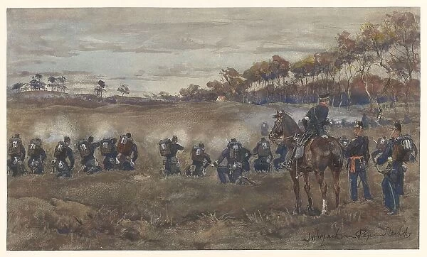 Infantry shooting practice on heathland, 1868-1898. Creator: Jan Hoynck van Papendrecht
