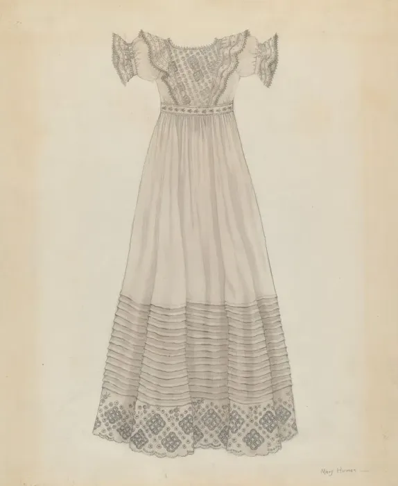 Framed Print : Infants Dress, c. 1936. Creator: Mary E Humes Framed Print : Infants Dress, c. 1936. Creator: Mary E Humes