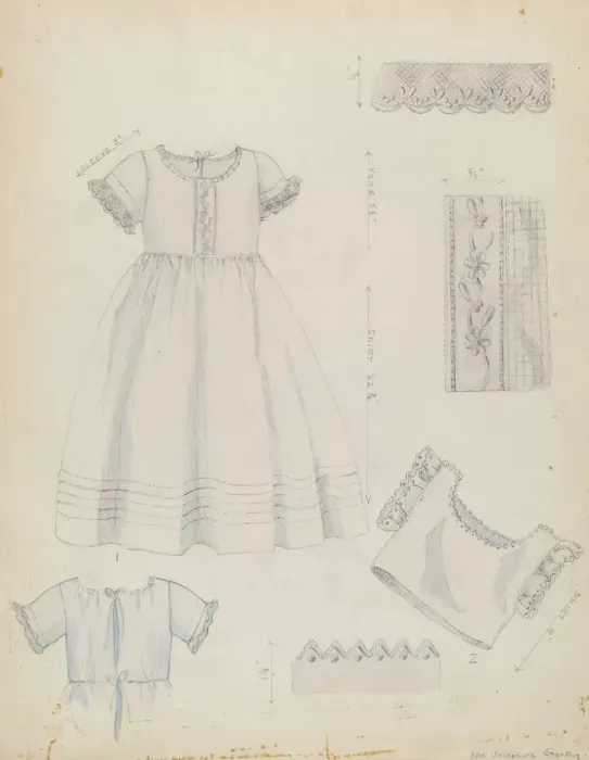 Framed Print : Infants Dress and Shirt, c. 1936. Creator: Ella Josephine Sterling Framed Print : Infants Dress and Shirt, c. 1936. Creator: Ella Josephine Sterling