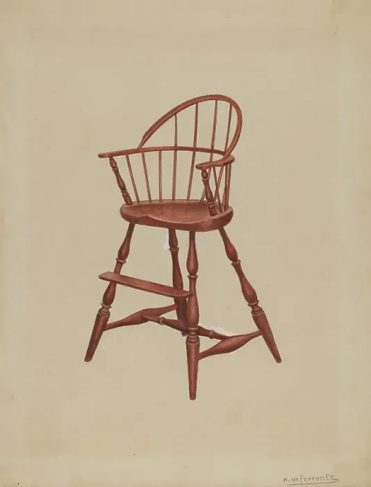 Framed Print : Infant's High Chair, c. 1937. Creator: Mario De Ferrante Framed Print : Infant's High Chair, c. 1937. Creator: Mario De Ferrante