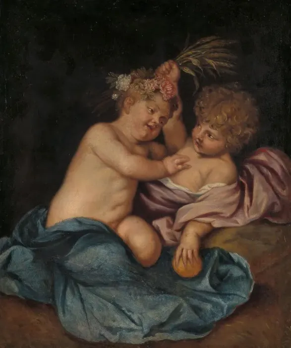 Framed Print : Two Infants, Personifications of Spring and Autumn, 1650-c.1670. Creator: Thomas Willeboirts Framed Print : Two Infants, Personifications of Spring and Autumn, 1650-c.1670. Creator: Thomas Willeboirts