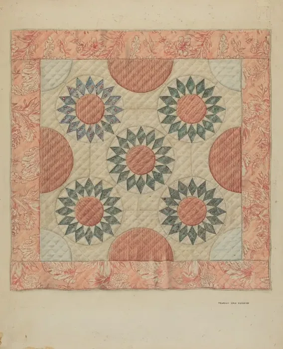 Framed Print : Infants Quilt (Bed Covering), c. 1937. Creator: Francis Law Durand Framed Print : Infants Quilt (Bed Covering), c. 1937. Creator: Francis Law Durand