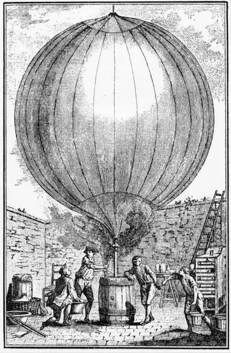 Framed Print : Inflation of Charles and the Robert brothers hydrogen balloon, 1783