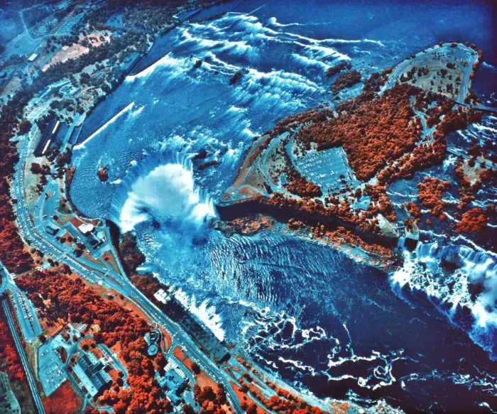 Framed Print : Infrared photograph of Niagara Falls taken from NASA Earth Survey 2 aircraft Framed Print : Infrared photograph of Niagara Falls taken from NASA Earth Survey 2 aircraft