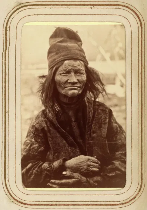 Framed Print : Inga Matsdotter Sjålsa, 76 years old, Sjokksjokk's Sami village, Jokkmokk's sn, 1868. Creator: Lotten von Duben Framed Print : Inga Matsdotter Sjålsa, 76 years old, Sjokksjokk's Sami village, Jokkmokk's sn, 1868. Creator: Lotten von Duben