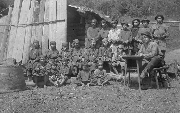 Framed Print : Inhabitants of One Gornaia Shoria Village and an Expedition Member, 1913. Creator: GI Ivanov Framed Print : Inhabitants of One Gornaia Shoria Village and an Expedition Member, 1913. Creator: GI Ivanov