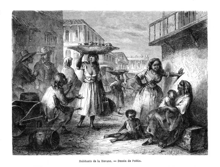 Framed Print : Inhabitants of Havana, Cuba, 19th century. Artist: Pottin Framed Print : Inhabitants of Havana, Cuba, 19th century. Artist: Pottin