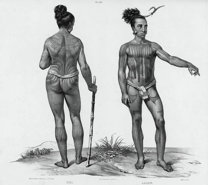 Framed Print : Inhabitants of the lower Caroline Islands, 19th century. Creators: Alexander Postels, Godefroy Engelmann Framed Print : Inhabitants of the lower Caroline Islands, 19th century. Creators: Alexander Postels, Godefroy Engelmann