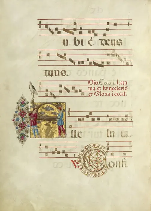 Framed Print : Inhabited Initial A; Gradual, about 1460-1480. Creator: Unknown Framed Print : Inhabited Initial A; Gradual, about 1460-1480. Creator: Unknown