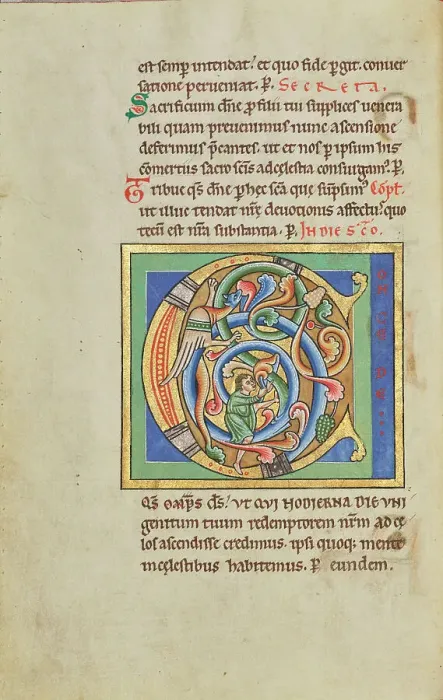 Framed Print : Inhabited Initial C; Stammheim Missal, probably 1170s. Creator: Unknown Framed Print : Inhabited Initial C; Stammheim Missal, probably 1170s. Creator: Unknown