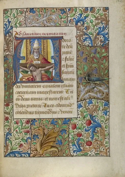 Framed Print : Initial A: The Trinity; Book of Hours, about 1480-1490. Creator: Georges Trubert Framed Print : Initial A: The Trinity; Book of Hours, about 1480-1490. Creator: Georges Trubert