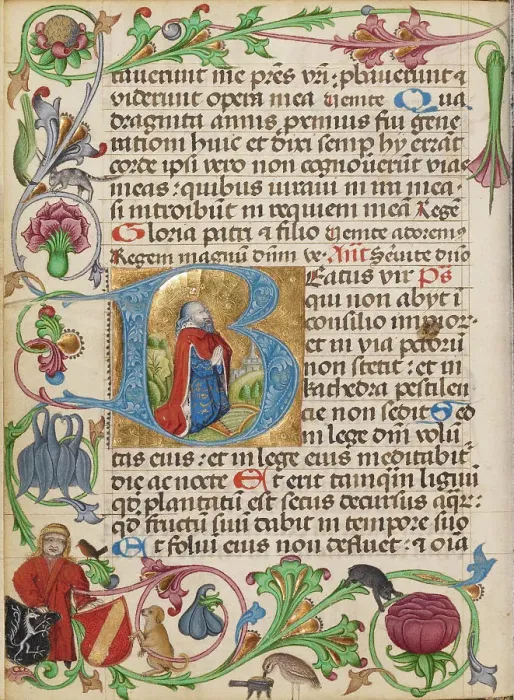 Framed Print : Initial B: David in Prayer; Diurnal, about 1485. Creator: Workshop of Ulrich Schreier Framed Print : Initial B: David in Prayer; Diurnal, about 1485. Creator: Workshop of Ulrich Schreier