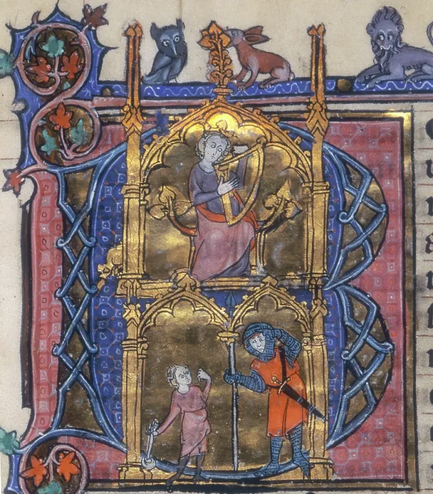 Framed Print : Initial B. Psalter and Horae, c1295-c1310. Creator: Unknown Framed Print : Initial B. Psalter and Horae, c1295-c1310. Creator: Unknown