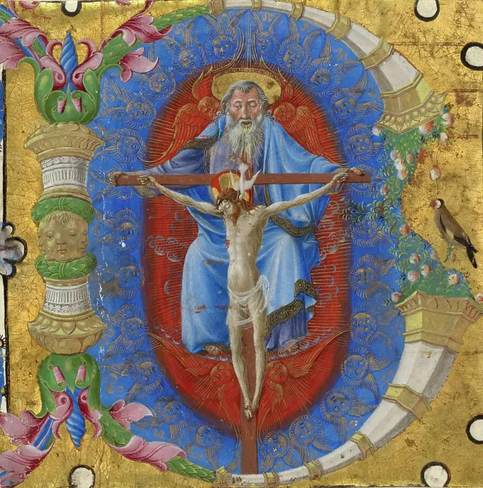 Framed Print : Initial B: The Trinity, about 1460-1470. Creator: Taddeo Crivelli Framed Print : Initial B: The Trinity, about 1460-1470. Creator: Taddeo Crivelli