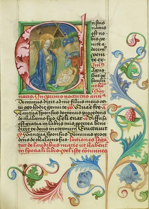 Framed Print : Initial C: The Nativity; Prayer Book, about 1470-1480. Creator: Workshop of Valentine Noh Framed Print : Initial C: The Nativity; Prayer Book, about 1470-1480. Creator: Workshop of Valentine Noh