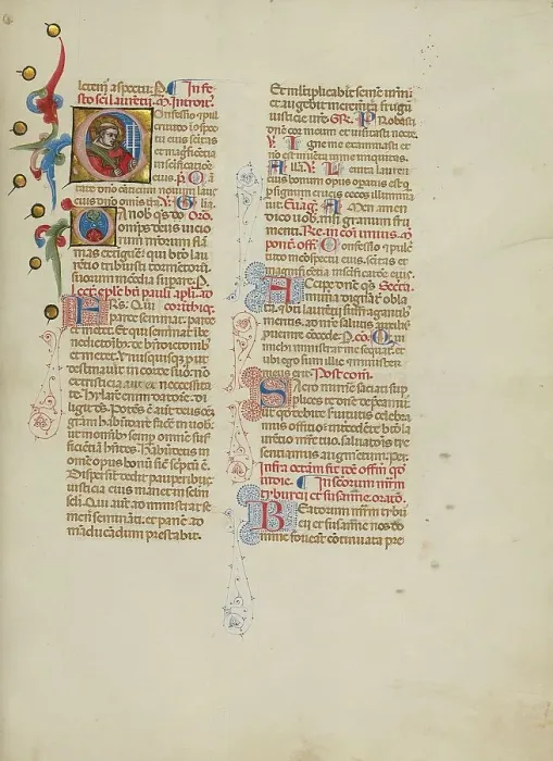 Framed Print : Initial C: Saint Lawrence; Missal, between about 1389 and 1400. Creator: Master of the Brussels Initials Framed Print : Initial C: Saint Lawrence; Missal, between about 1389 and 1400. Creator: Master of the Brussels Initials
