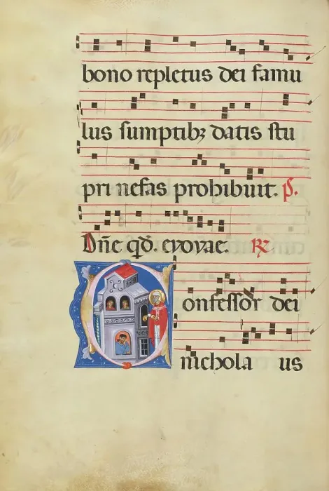 Framed Print : Initial C: Saint Nicholas; Antiphonal, late 13th century. Creator: Master of Gerona Framed Print : Initial C: Saint Nicholas; Antiphonal, late 13th century. Creator: Master of Gerona