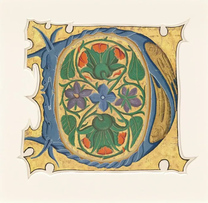 Framed Print : Initial D, 1430s. Creator: Master of the Cypresses Framed Print : Initial D, 1430s. Creator: Master of the Cypresses