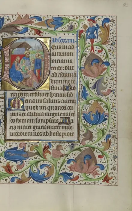 Framed Print : Initial D: The Adoration of the Magi; Book of Hours, about 1450-1455. Creator: Master of the Lee Hours Framed Print : Initial D: The Adoration of the Magi; Book of Hours, about 1450-1455. Creator: Master of the Lee Hours