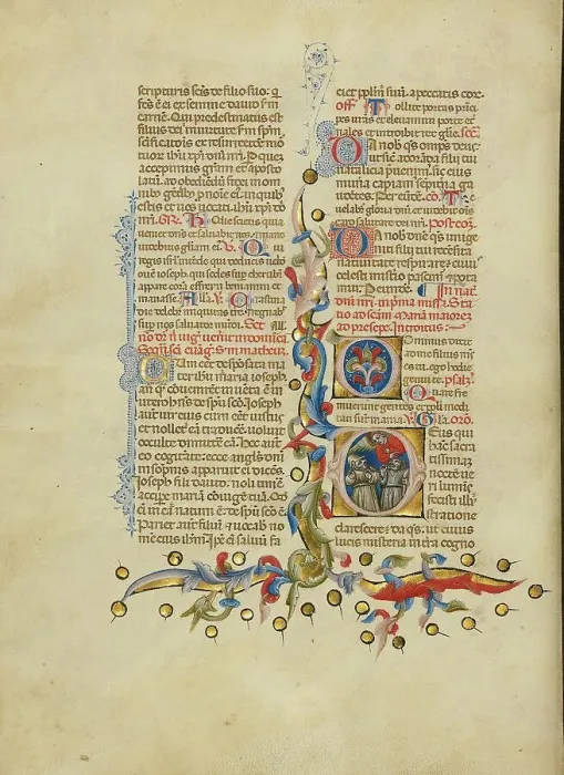 Framed Print : Initial D: The Annunciation to the Shepherds; Missal, between about 1389 and 1400. Creator: Master of the Brussels Initials Framed Print : Initial D: The Annunciation to the Shepherds; Missal, between about 1389 and 1400. Creator: Master of the Brussels Initials