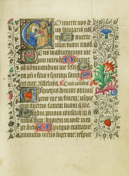 Framed Print : Initial D: The Coronation of the Virgin; Book of Hours, about 1430-1440. Creator: Fastolf Master Framed Print : Initial D: The Coronation of the Virgin; Book of Hours, about 1430-1440. Creator: Fastolf Master