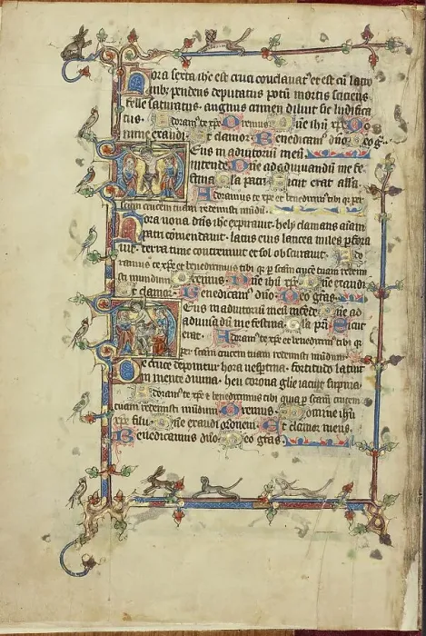 Framed Print : Initial D: The Crucifixion: Initial D: The Deposition; Ruskin Hours, about 1300. Creator: Unknown Framed Print : Initial D: The Crucifixion: Initial D: The Deposition; Ruskin Hours, about 1300. Creator: Unknown