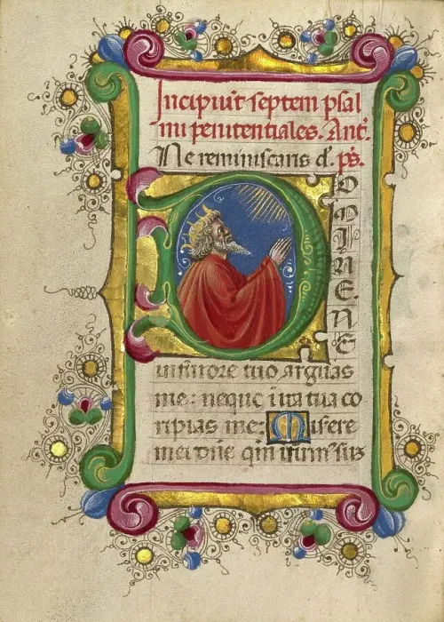 Framed Print : Initial D: David in Prayer, about 1469. Creator: Taddeo Crivelli Framed Print : Initial D: David in Prayer, about 1469. Creator: Taddeo Crivelli