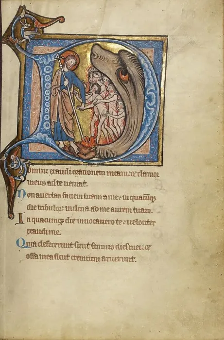 Framed Print : Initial D: The Harrowing of Hell; Psalter, mid-1200s. Creator: Unknown Framed Print : Initial D: The Harrowing of Hell; Psalter, mid-1200s. Creator: Unknown