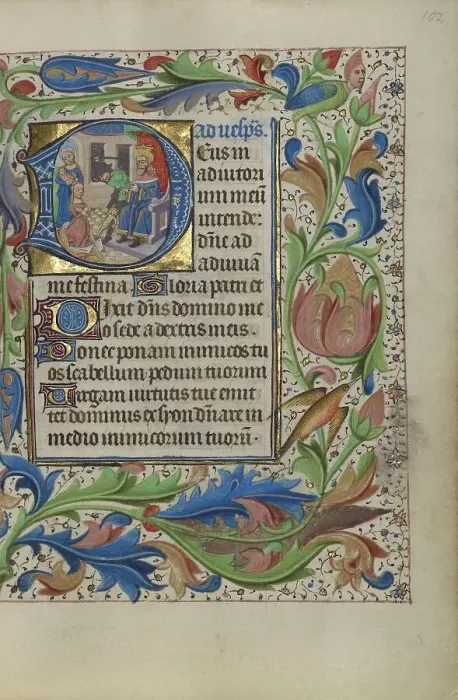 Framed Print : Initial D: The Judgement of Solomon; Book of Hours, about 1450-1455. Creator: Master of the Lee Hours Framed Print : Initial D: The Judgement of Solomon; Book of Hours, about 1450-1455. Creator: Master of the Lee Hours