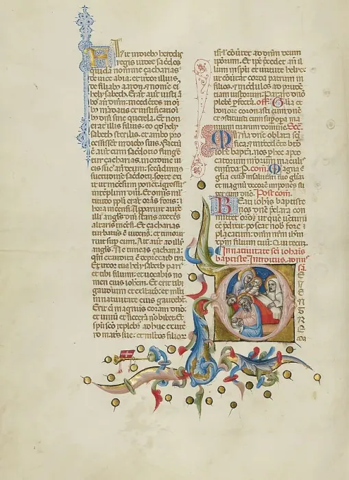 Framed Print : Initial D: The Naming of Saint John the Baptist; Missal, between about 1389 and 1400. Creator: Master of the Brussels Initials Framed Print : Initial D: The Naming of Saint John the Baptist; Missal, between about 1389 and 1400. Creator: Master of the Brussels Initials