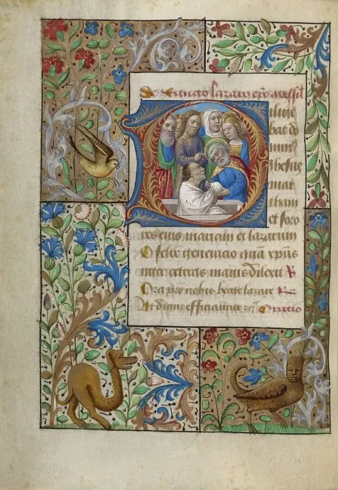 Framed Print : Initial D: The Raising of Lazarus; Book of Hours, about 1480-1490. Creator: Georges Trubert Framed Print : Initial D: The Raising of Lazarus; Book of Hours, about 1480-1490. Creator: Georges Trubert