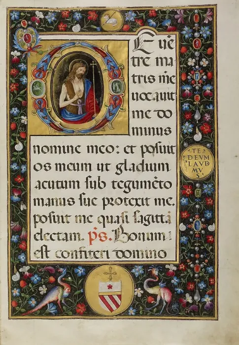 Framed Print : Initial D: Saint John the Baptist, about 1520. Creator: Matteo da Milano Framed Print : Initial D: Saint John the Baptist, about 1520. Creator: Matteo da Milano