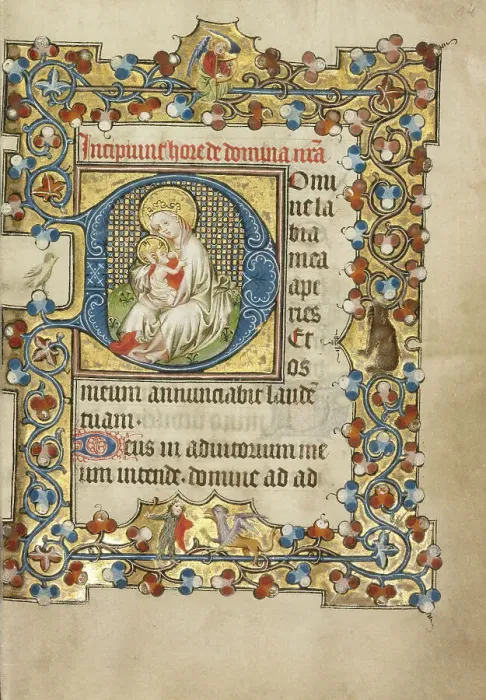 Framed Print : Initial D: The Virgin and Child; Book of Hours, about 1405-1410. Creator: Masters of Dirc van Delf Framed Print : Initial D: The Virgin and Child; Book of Hours, about 1405-1410. Creator: Masters of Dirc van Delf