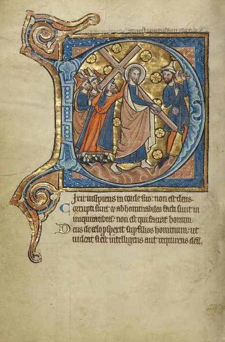 Framed Print : Initial D: The Way to Calvary; Psalter, mid-1200s. Creator: Unknown Framed Print : Initial D: The Way to Calvary; Psalter, mid-1200s. Creator: Unknown