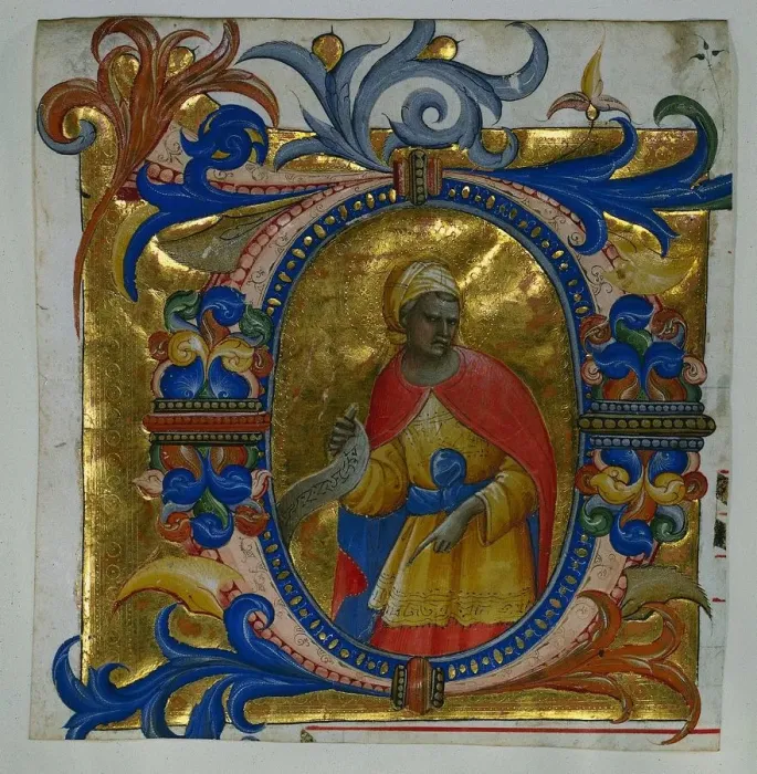 Framed Print : Initial D[eus in loco] with a Prophet Excised from a Gradual, 1409-10. Creator: Lorenzo Monaco