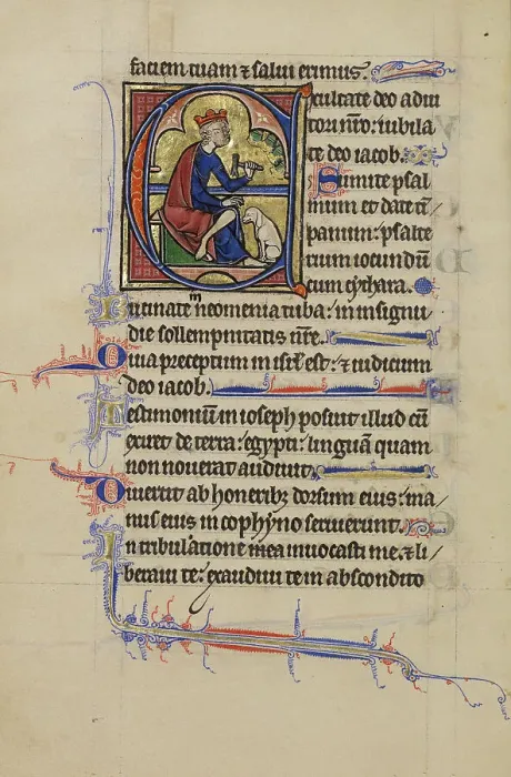 Framed Print : Initial E: David Playing the Bells; Wenceslaus Psalter, about 1250-1260. Creator: Unknown Framed Print : Initial E: David Playing the Bells; Wenceslaus Psalter, about 1250-1260. Creator: Unknown