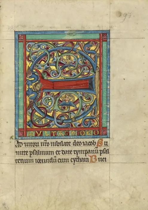 Framed Print : Initial E: A Female Figure; Psalter, about 1240-1250. Creator: Unknown Framed Print : Initial E: A Female Figure; Psalter, about 1240-1250. Creator: Unknown