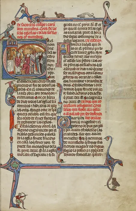 Framed Print : Initial E: A Priest Celebrating Mass; Vidal Mayor, about 1290-1310. Creators: Unknown, Michael Lupi de Candiu Framed Print : Initial E: A Priest Celebrating Mass; Vidal Mayor, about 1290-1310. Creators: Unknown, Michael Lupi de Candiu