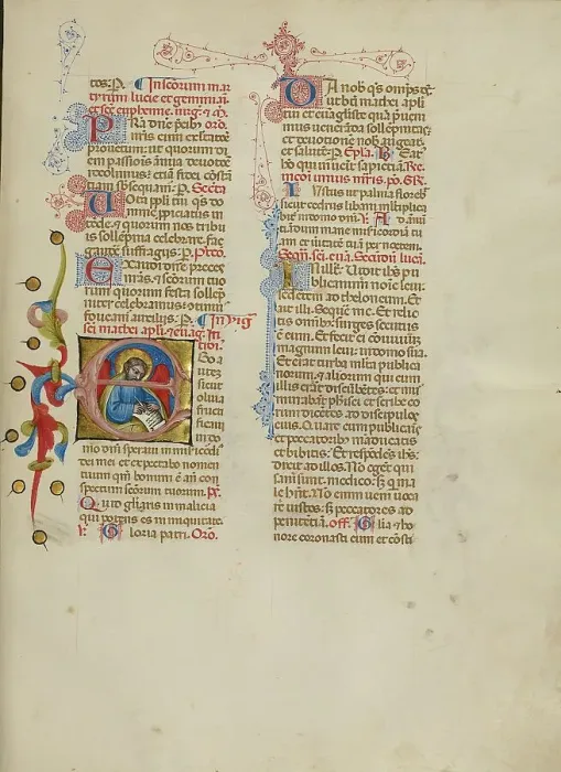 Framed Print : Initial E: Saint Matthew; Missal, between about 1389 and 1400. Creator: Master of the Brussels Initials Framed Print : Initial E: Saint Matthew; Missal, between about 1389 and 1400. Creator: Master of the Brussels Initials