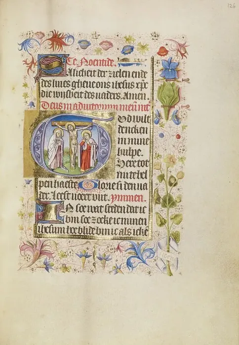 Framed Print : Initial G: The Crucifixion; Book of Hours, after 1460. Creator: Unknown Framed Print : Initial G: The Crucifixion; Book of Hours, after 1460. Creator: Unknown