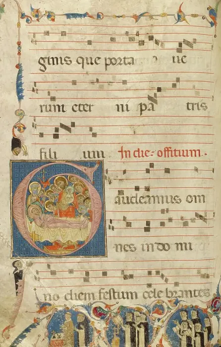 Framed Print : Initial G: The Death of the Virgin; Gradual, about 1270. Creator: Jacobellus of Salerno Framed Print : Initial G: The Death of the Virgin; Gradual, about 1270. Creator: Jacobellus of Salerno