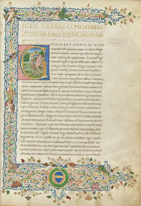 Framed Print : Initial G: Julius Caesar on Horseback, about 1460-1470. Creator: Unknown Framed Print : Initial G: Julius Caesar on Horseback, about 1460-1470. Creator: Unknown