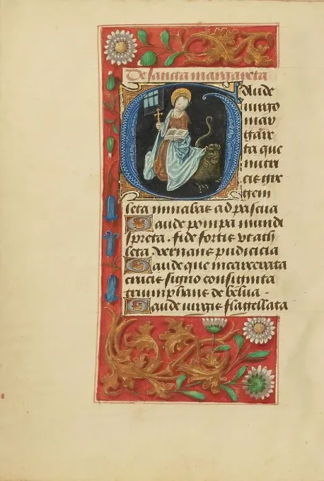 Framed Print : Initial G: Saint Margaret; Crohin-La Fontaine Hours, (about 1480-1485?). Creators: Master of the Dresden Prayer Book, Workshop of the Master of the Dresden Prayer Book Framed Print : Initial G: Saint Margaret; Crohin-La Fontaine Hours, (about 1480-1485?). Creators: Master of the Dresden Prayer Book, Workshop of the Master of the Dresden Prayer Book
