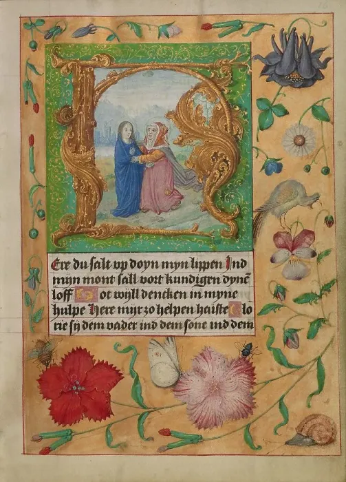 Framed Print : Initial H: The Visitation; Book of Hours, about 1500. Creator: Workshop of Gerard Horenbout Framed Print : Initial H: The Visitation; Book of Hours, about 1500. Creator: Workshop of Gerard Horenbout