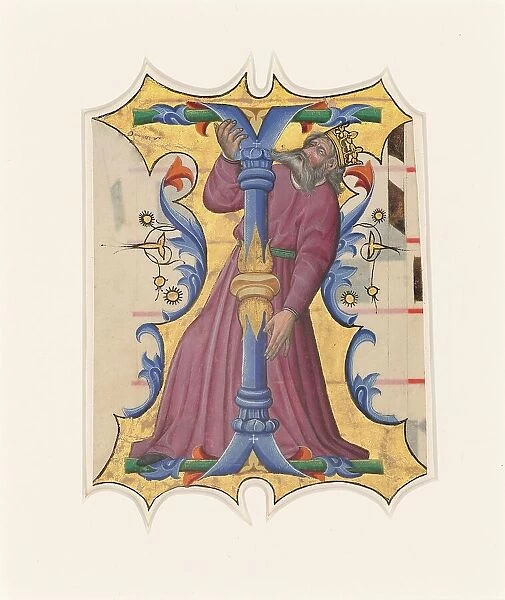Initial I with David, 1430s. Creator: Master of the Cypresses