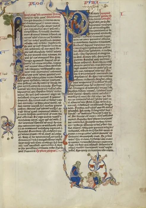 Framed Print : Initial I: Dominican friar with a book: Initial P: Solomon Instructing Pupil... about 1250-62. Creator: Unknown
